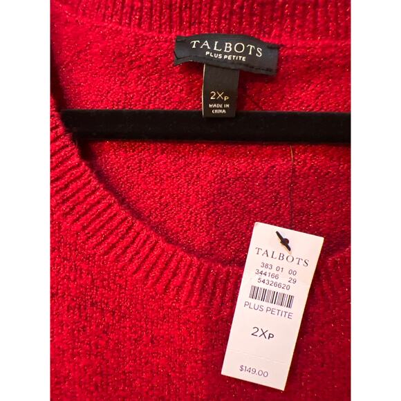 Talbots Red Side Tie Shimmer Shift Sweater Dress NWT Holiday Sparkle 2XP - Picture 8 of 9